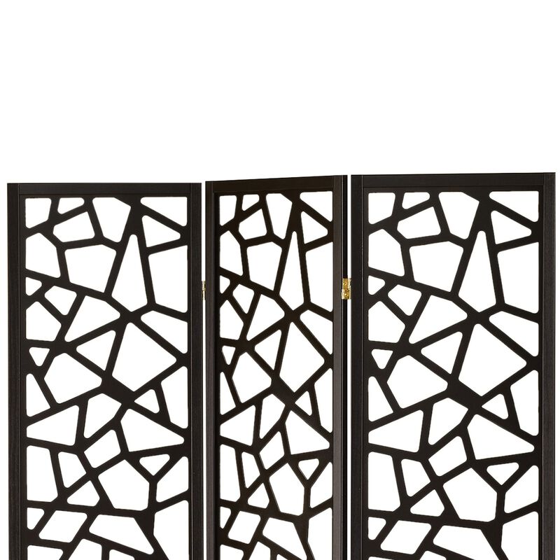Intricate Mosaic Cutouts Folding Screen, Black