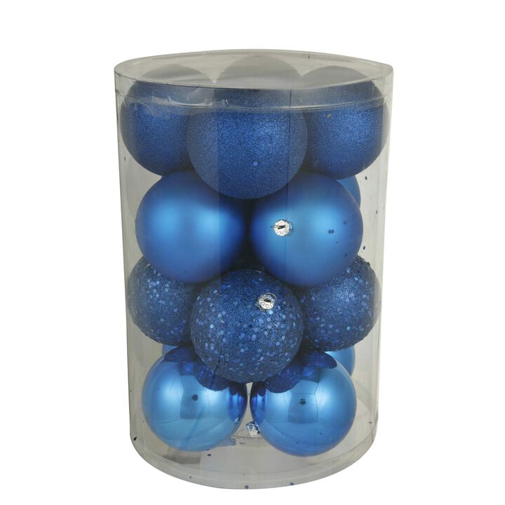 Vickerman 2.4" Blue 4-Finish Ball Ornament Assortment, 24 per Box