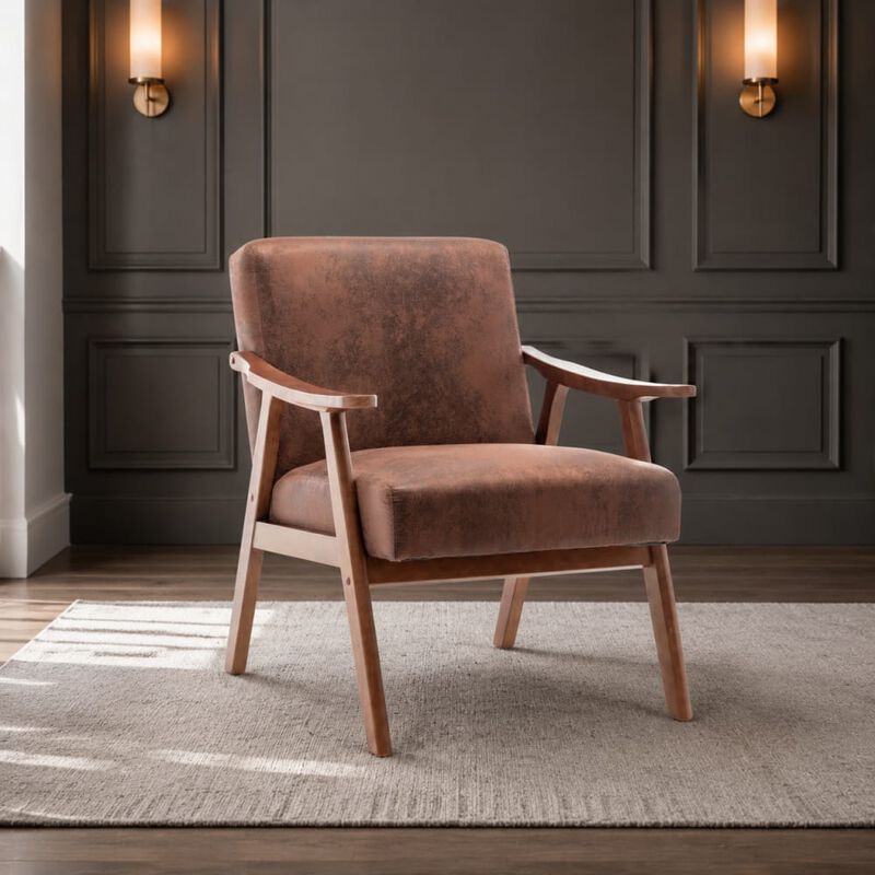 GOODSILO Mid-Century Modern Accent Chair, Wingback Lounge Chair with Thick Backrest for Living Room, Bedroom and Reading Spaces image number 3