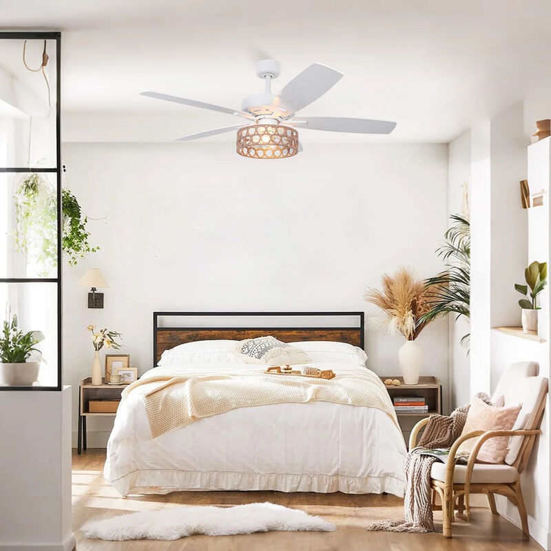 52 in. White Hemp Rope Reversible Blades Ceiling Fan with Light and Remote