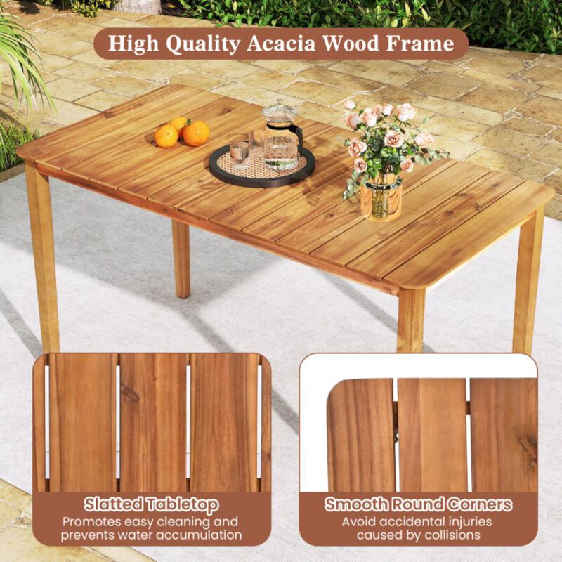 Hivvago Rectangular Outdoor Dining Table Acacia Wood for 4-6 People