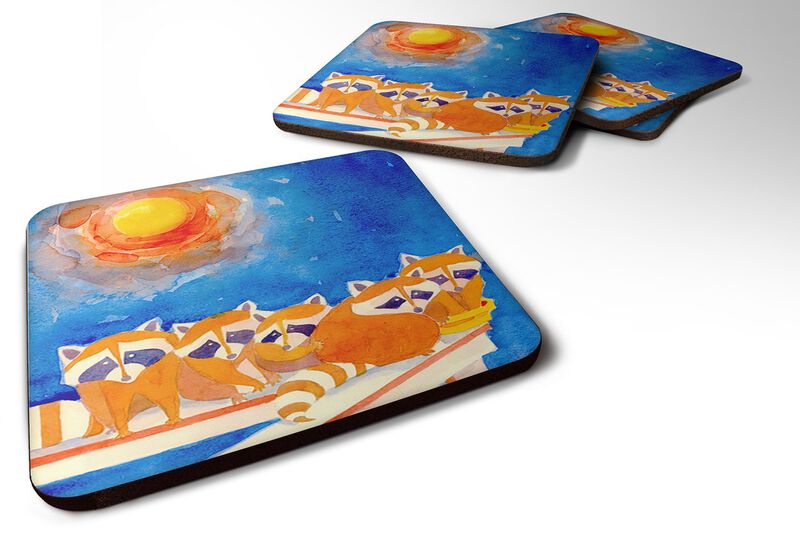 Caroline's Treasures 6009FC Raccoons on the Porch Foam Coasters (Set of 4), 3.5 H x 3.5 W, Multicolor image number 0