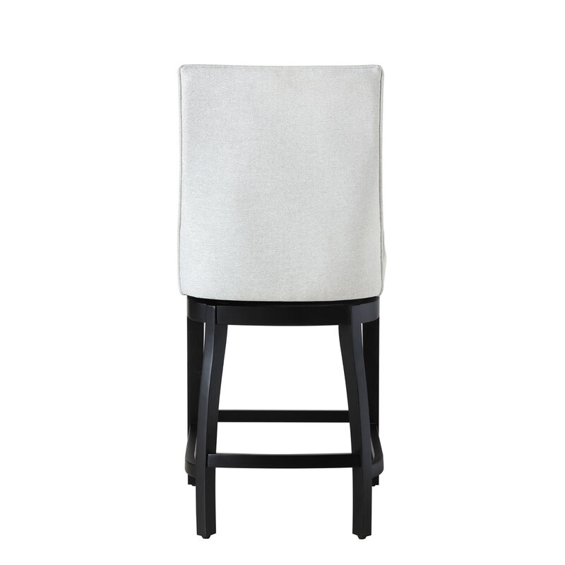 Katherine 24 in. High Back Wood 40.74 in. Swivel Counter Stool with Fabric Seat