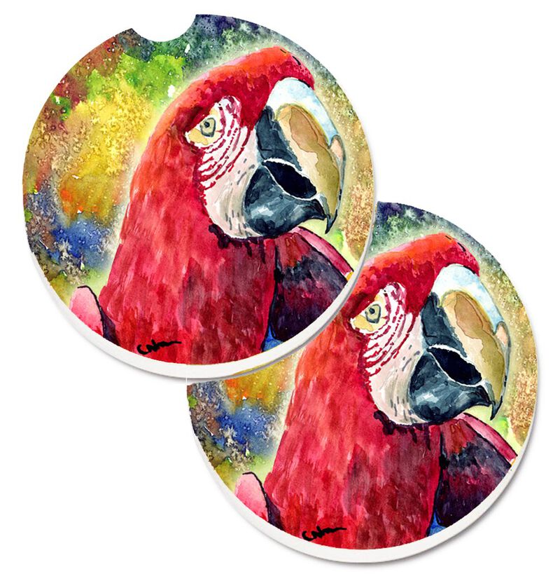 Caroline's Treasures Bird - parrot Set of 2 Cup Holder Car Coasters 8607CARC, 2.56, Multicolor