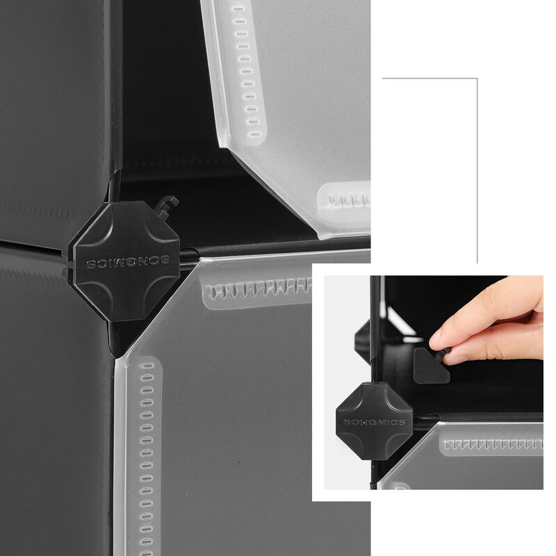 BreeBe Portable 10-Slot Cube Shoe Rack Black
