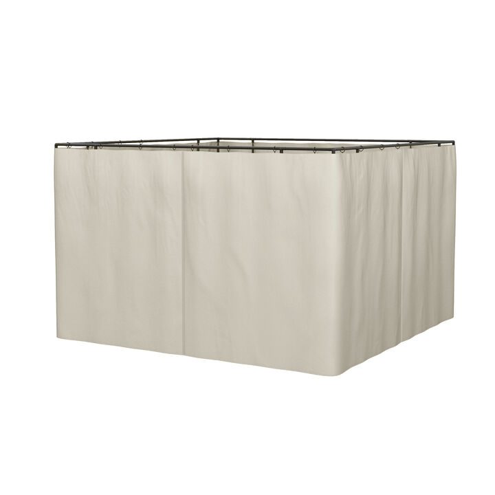 Outsunny 10' x 10' Universal Gazebo Sidewall Set with 4 Panels, 40 Hooks/C-Rings Included for Pergolas & Cabanas, Beige