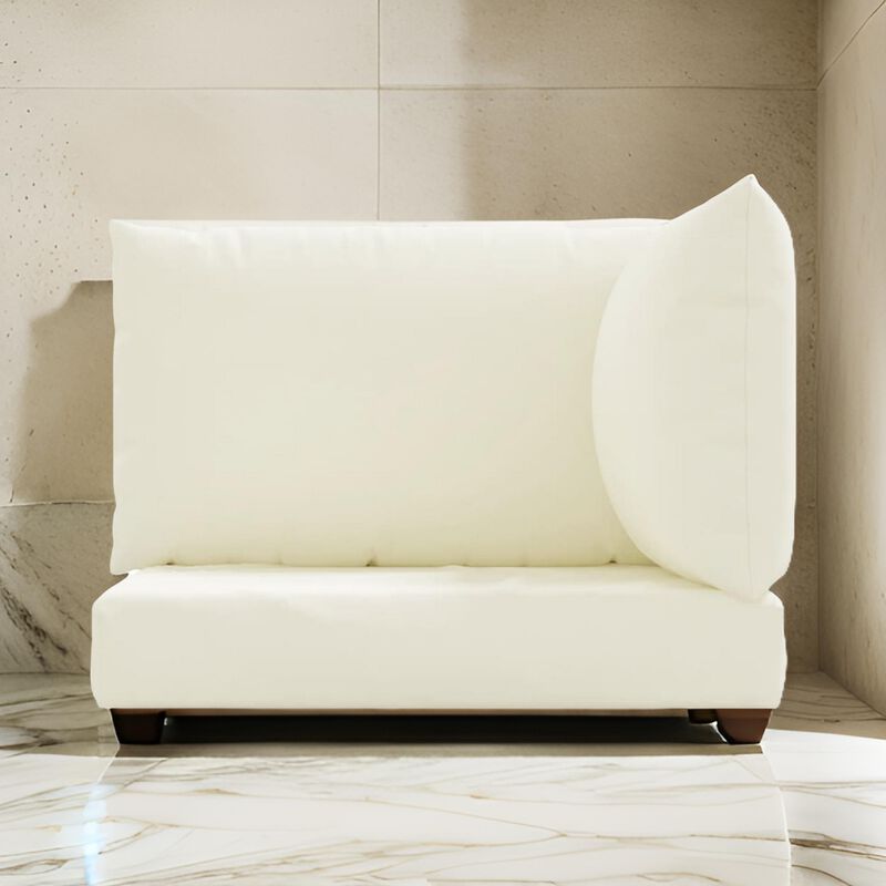 Paom Outdoor Cushion for Bench Set of 3, Plush Ivory Oxford Fabric - Benzara