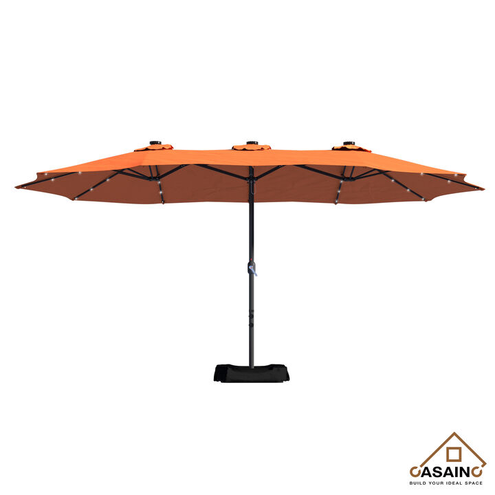 15ft Patio Maket Umbrella with base and led.