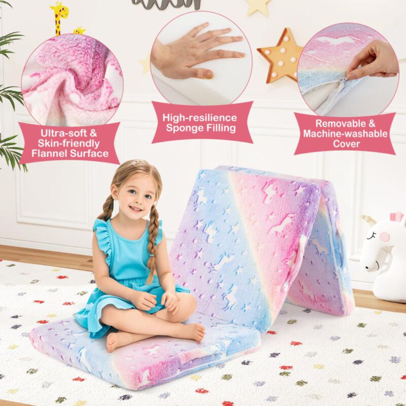 Hivvago Foldable Floor Mattress for Kids with Washable Flannel Cover