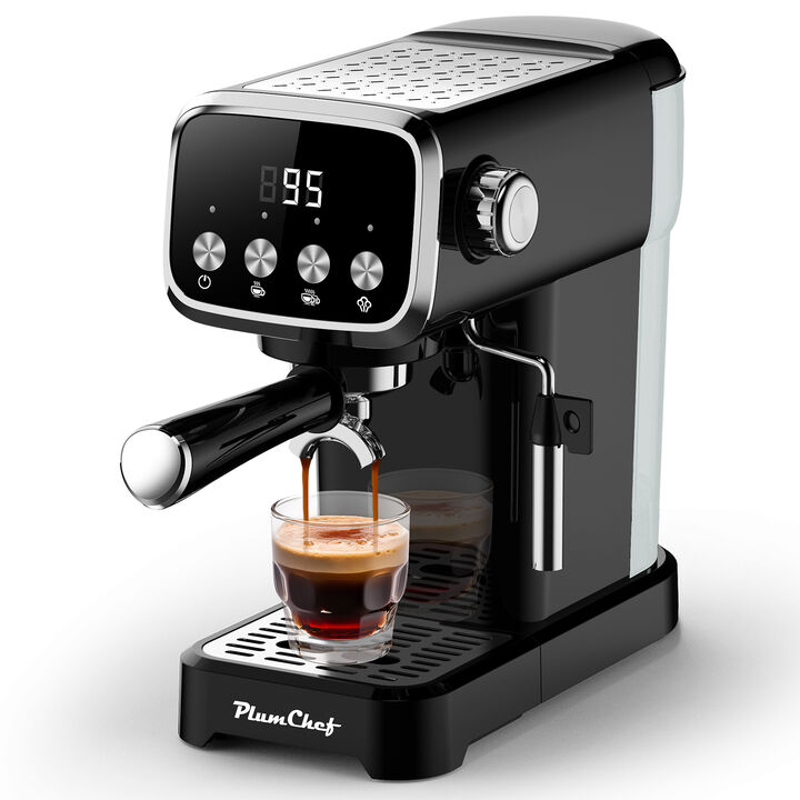 20BAR Slim Vertical Espresso Machine with Milk Frother, Built-in Cup Warmer, 43 OZ Detachable Tank, Screen Button