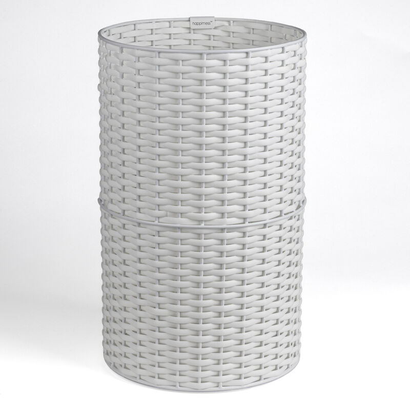 Cecil Modern Faux Wicker Cylinder Waste Basket