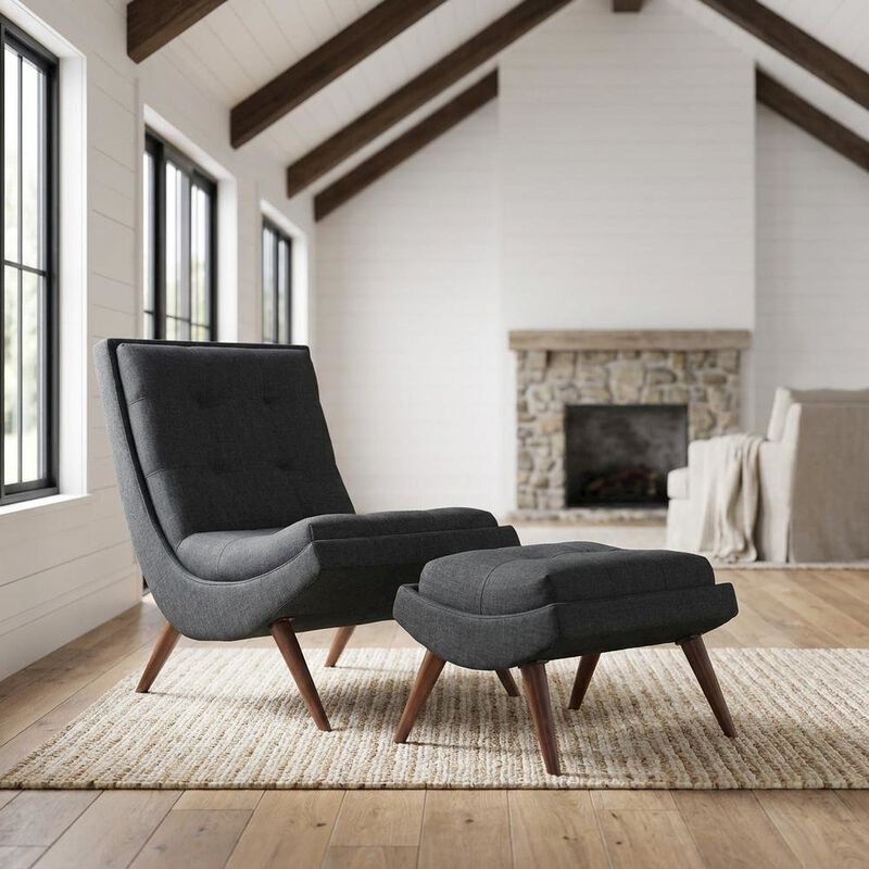 Fabric-Upholstered Lounge Chair for Living Room and Bedroom, Gray image number 3