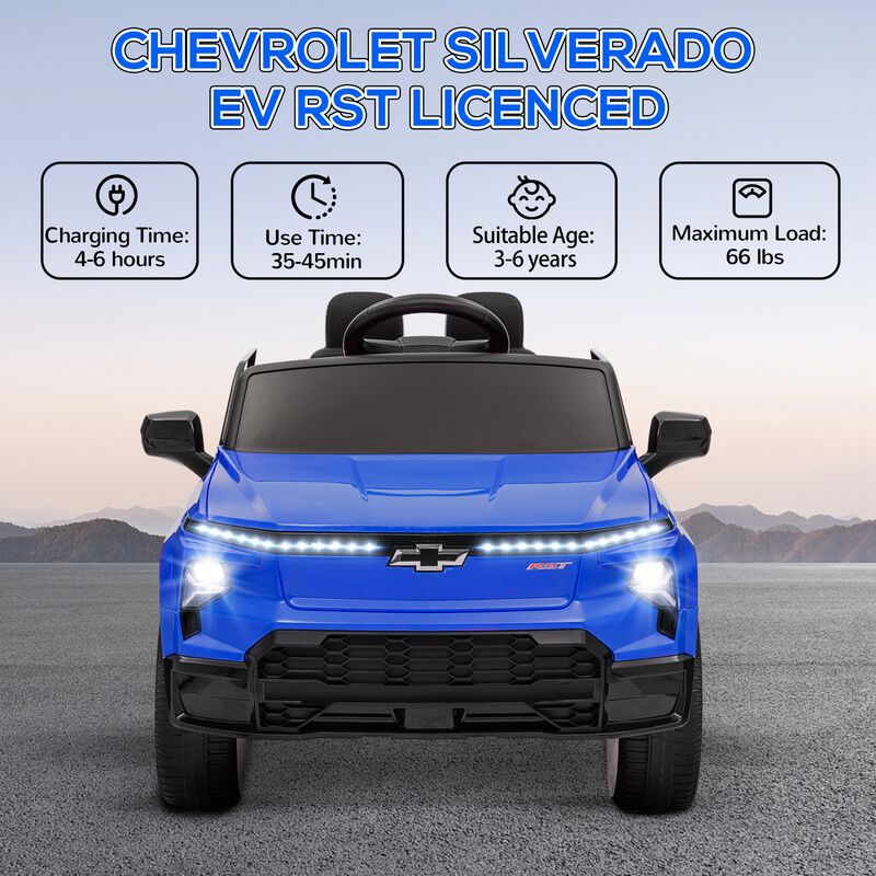 BreeBe 12V Chevrolet Silverado EV RST Licensed Kids Electric Car with Parent Remote Control, Spring Suspension image number 3