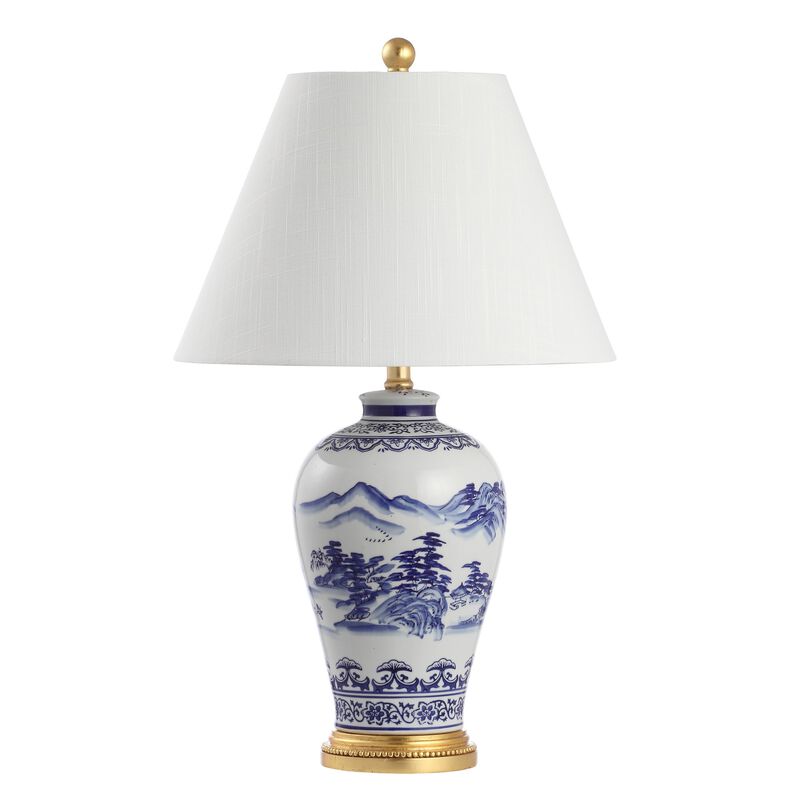 Zhou Ceramic/Iron Traditional Cottage LED Table Lamp