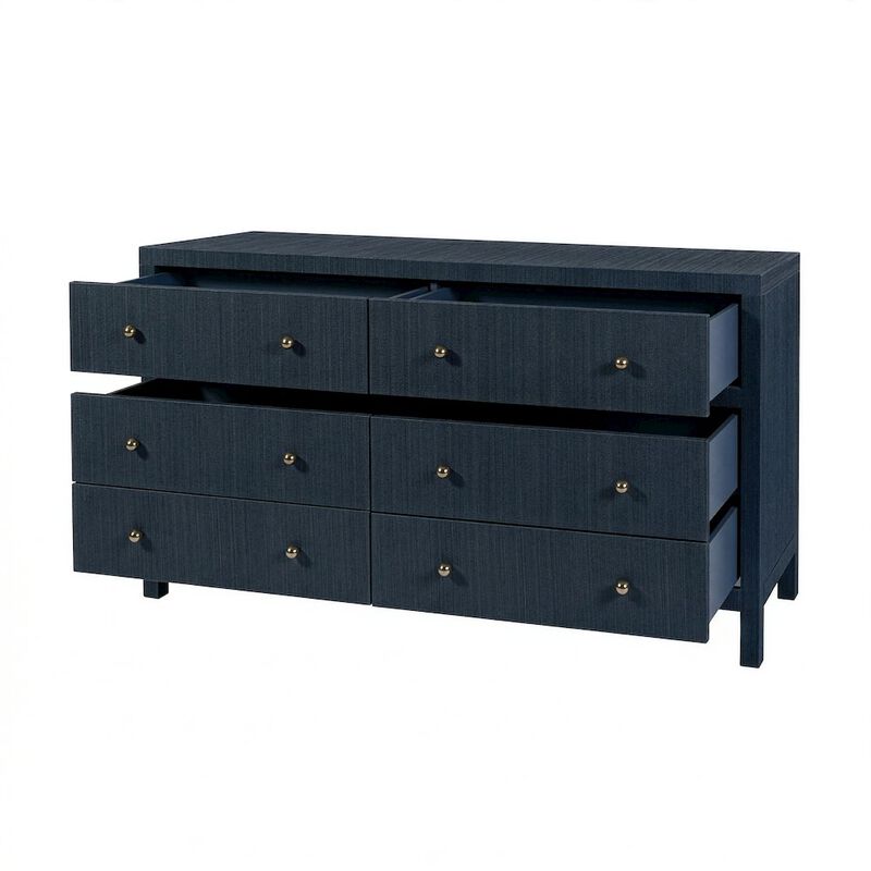 Butler Specialty Nora 60 in. W Raffia 6 Drawer Dresser, Blue image number 3