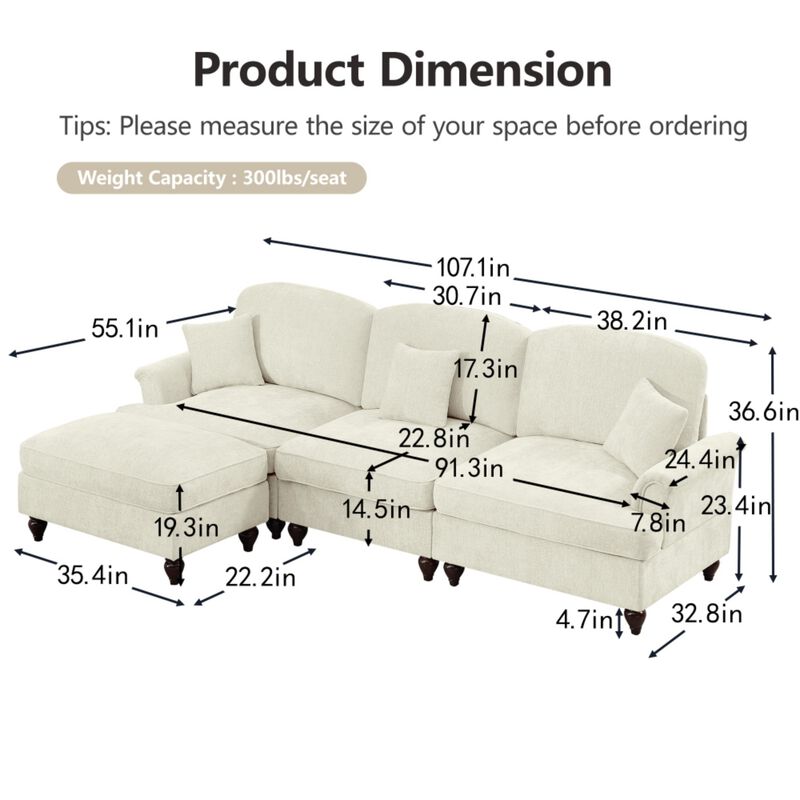 Kaxnir Mid-Century Modern L-Shaped Sectional image number 9