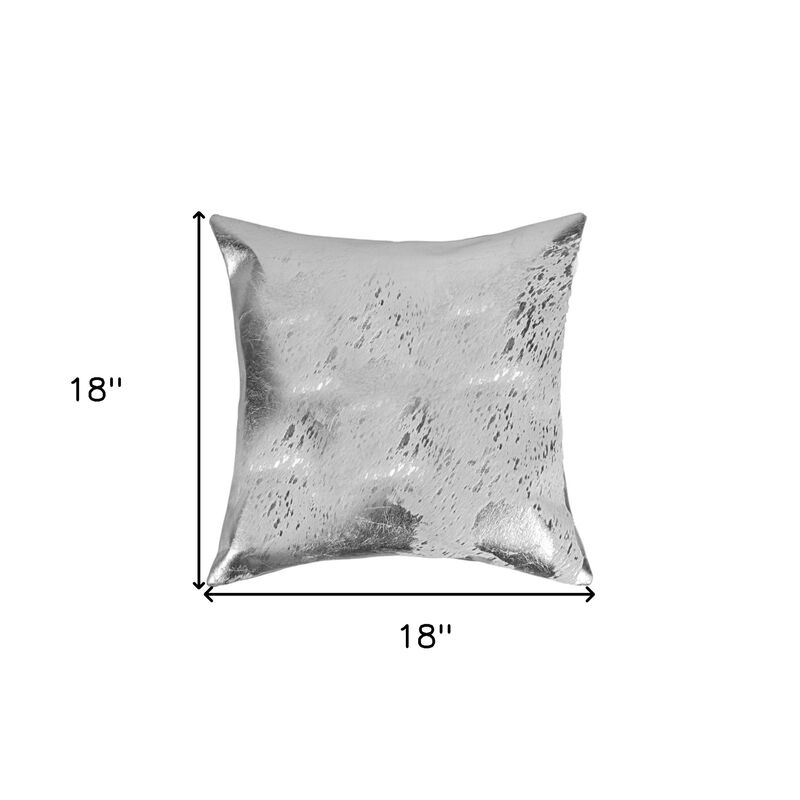 HomeRoots Set of Two 18" Gray and Silver Abstract Cowhide Throw Pillows with Glitter image number 4