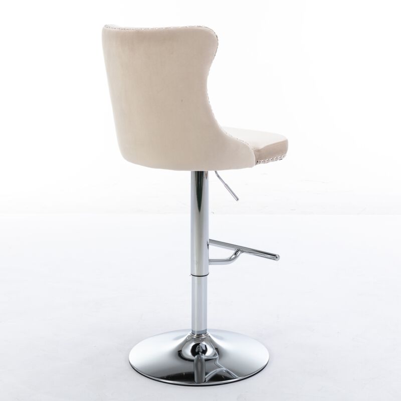 Streamdale Adjustable Swivel Velvet Barstools, Set of 2 image number 6
