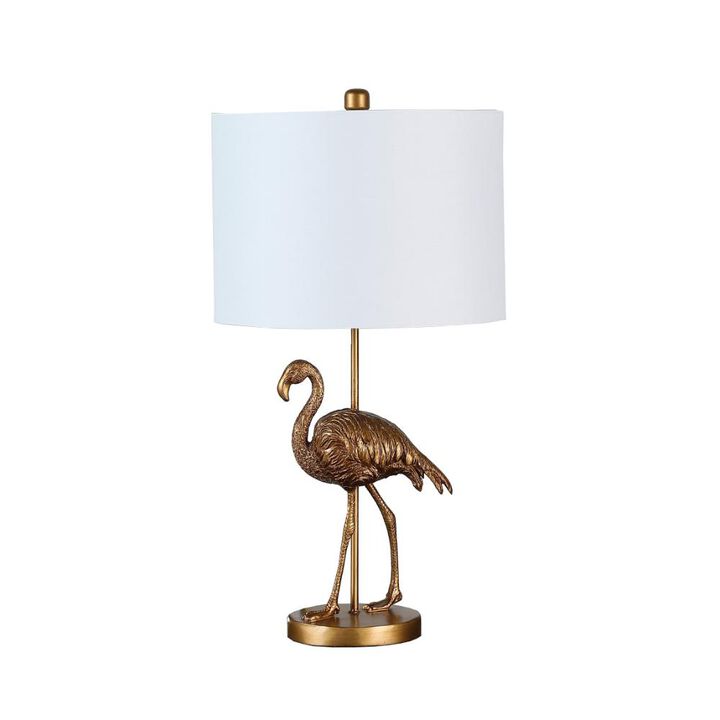 Hivvago 26" Gold Flamingo Table Lamp With White Drum Shade