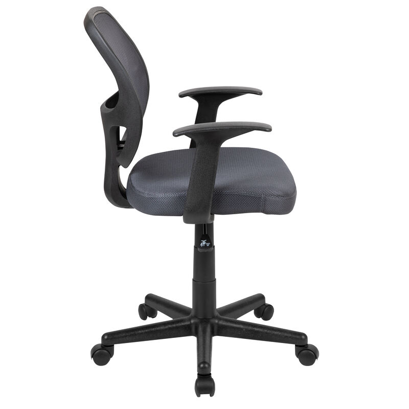 Flash Fundamentals Mid-Back Black Mesh Swivel Ergonomic Task Office Chair with Arms image number 9
