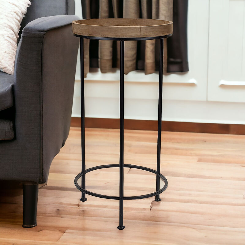 Hivvago Set of Three 29 Inch Black And Brown Round End Tables