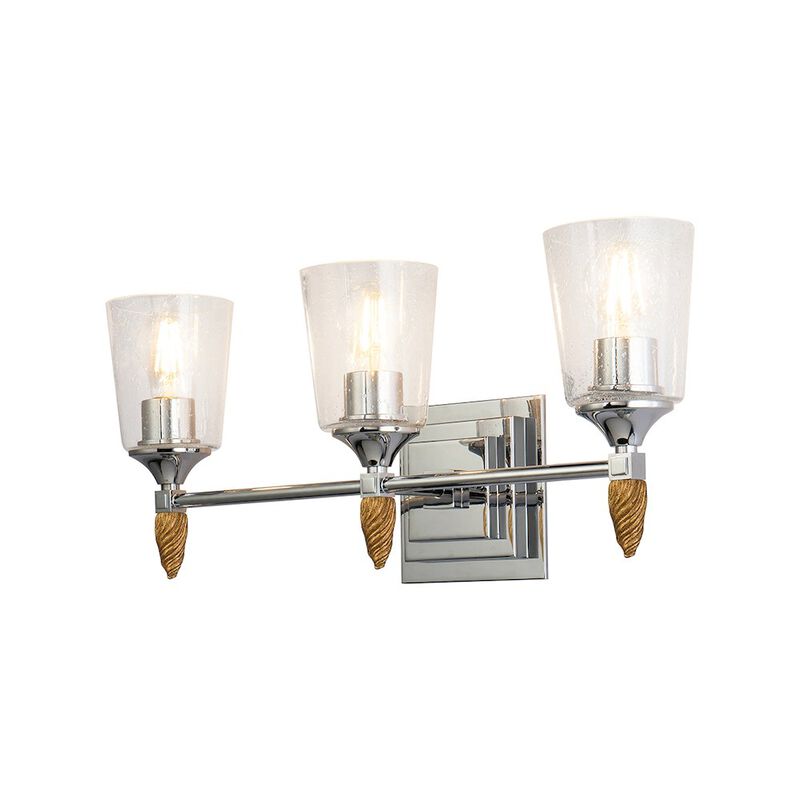 Lucas McKearn Vetiver 3 Light Vanity Light in Polished Chrome with Gold Accent