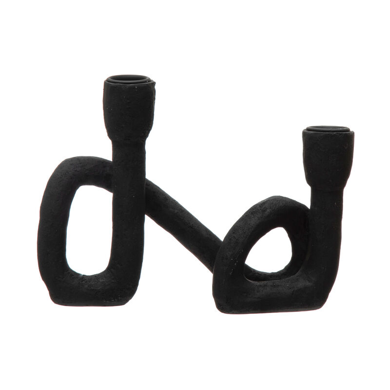 Decorative Resin Double Taper Candle Holder, Black image number 0