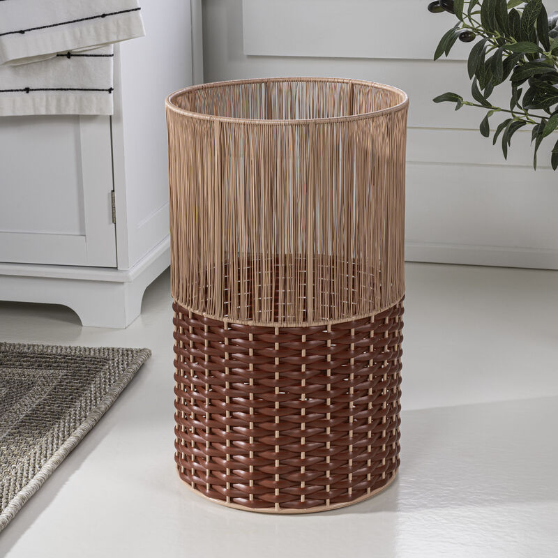 Harper Modern 2-Tone Faux Wicker Cylinder Waste Basket