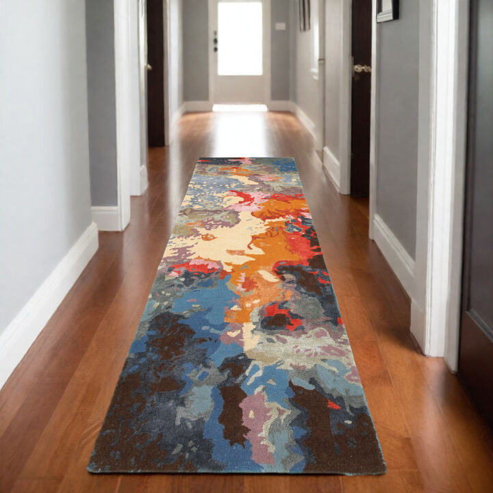 HomeRoots Abstract Hand Tufted Runner Rug