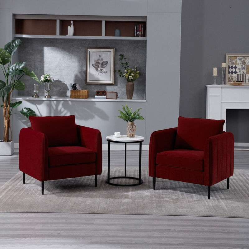 Envelor Mid-Century Modern Velvet Accent Armchair with Lumbar Pillow image number 4