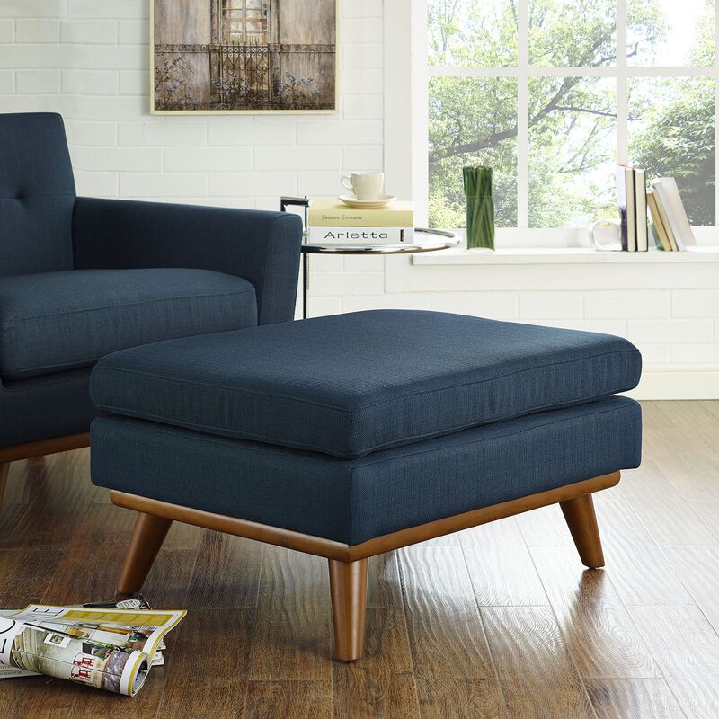 Modway Engage Mid-Century Modern Upholstered Fabric Ottoman in Azure image number 1