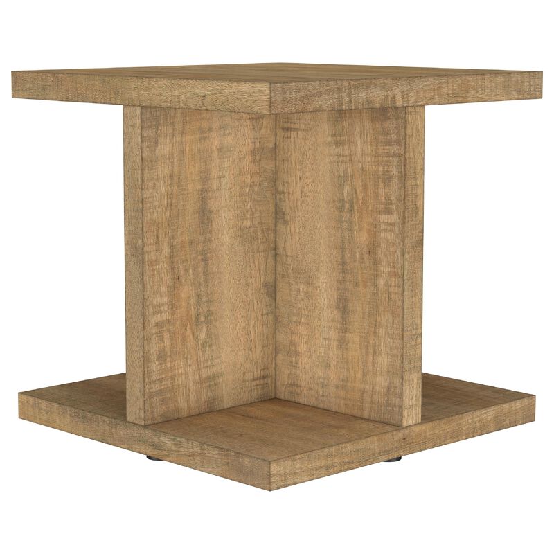 Chet Square End Table with Open Cube Base, Mango Finish Wood 24 Inch image number 3