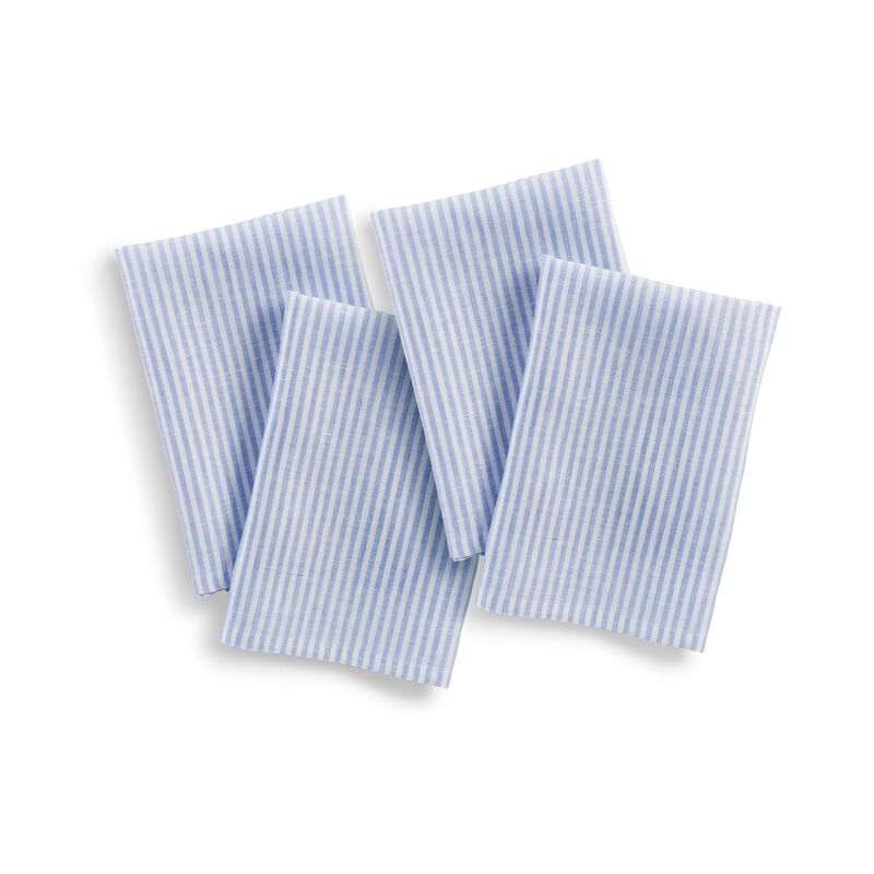 Christmas Linen Dinner Napkins 20 x 20 in Set of 4 - Narrow Stripe, Solino Home