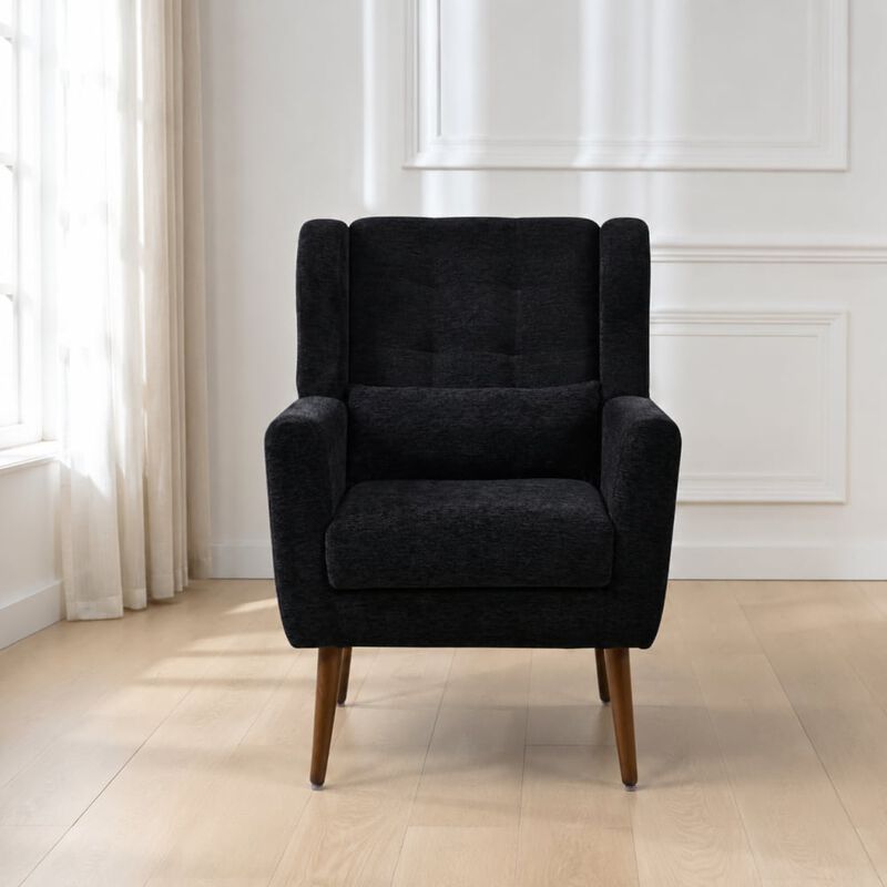 GOODSILO Upholstered Chenille Accent Armchair with Pillow, Comfy Padded Lounge Chair for Small Spaces, Living Room, Bedroom image number 3