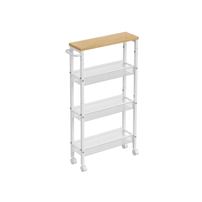 Slim 4-Shelf Rolling Cart &ndash; Compact Organizer with Wheels for Bathroom, Closet, or Kitchen Use