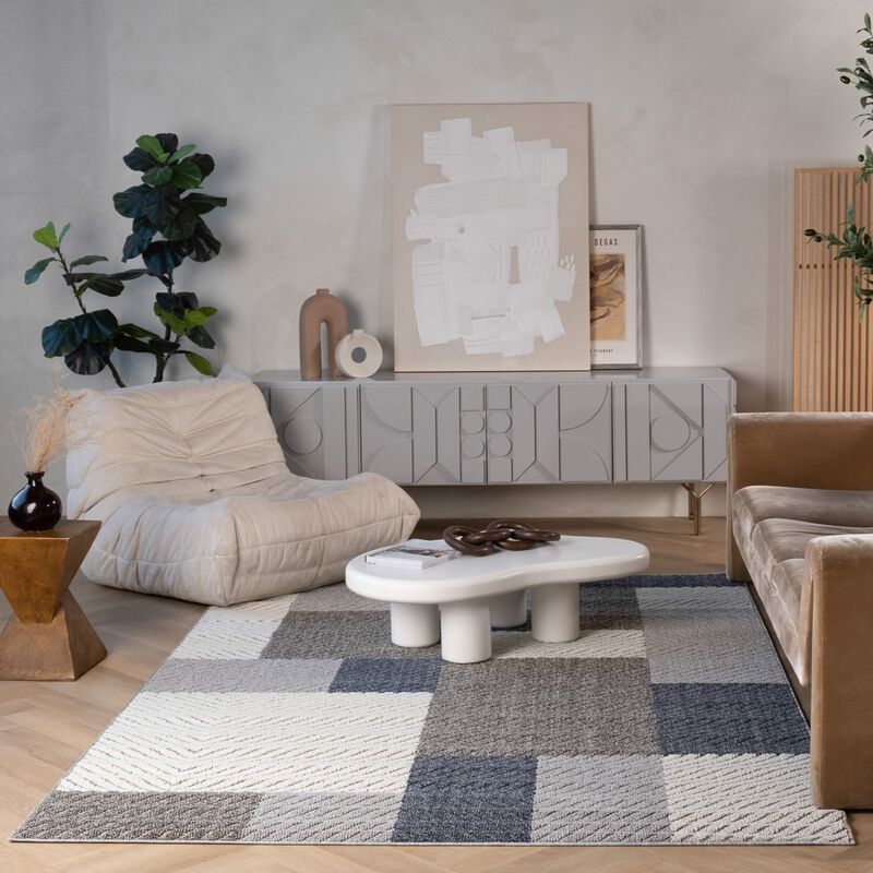 Rug Branch Mandala Contemporary Patchwork Grey Blue Indoor Area Rug