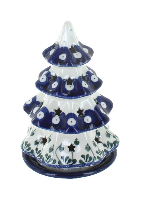 Blue Rose Polish Pottery Alyce Small Christmas Tree Luminary