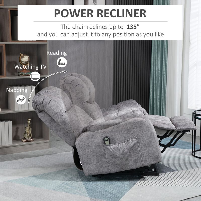 Lift Chair, Power Lift Recliner Chair with Side Pocket and Remote Control for Living Room Gray