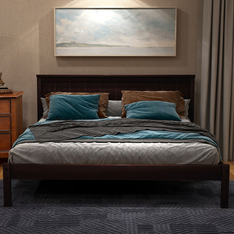 Platform Bed Frame with Headboard, Wood Slat Support, No Box Spring Needed, Full image number 1