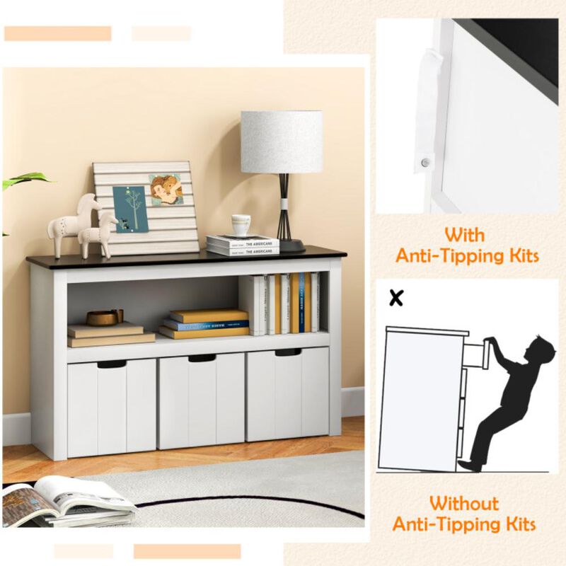 Hivvago Kids Toy Storage Organizer with Blackboard Top-3-Drawer