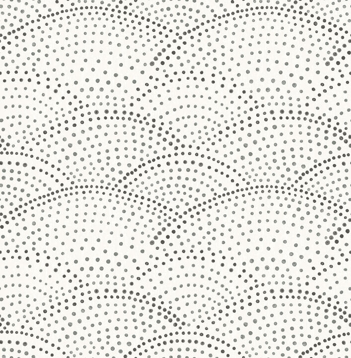 Bennett Charcoal Dotted Scallop Wallpaper