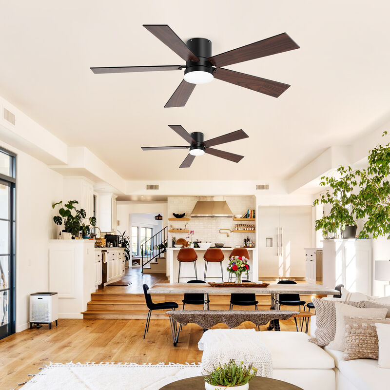 Breezary 2-Pack 42" LED Ceiling Fan with Light, 5 Blade, 6 Speed, Quiet Flush Mount, Remote image number 8