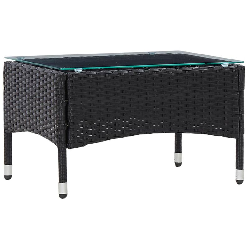 vidaXL Coffee Table Black 23.6"x15.7"x14.2" Poly Rattan image number 0