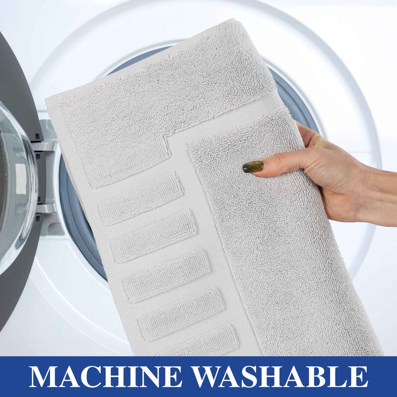 Modern Absorbent Cotton Bath Mat Set of 2 with Washable Fabric image number 1