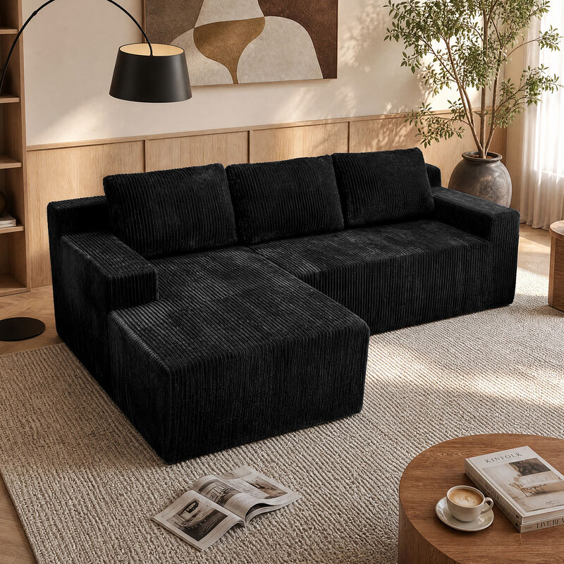 Losmek Modern L‑Shaped Corduroy Sectional Sofa image number 8