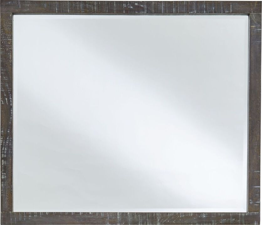 Townsend Solid Wood Beveled Glass Mirror in Gunmetal