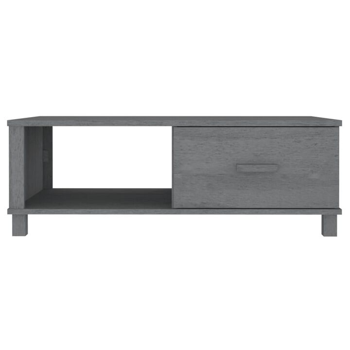 Coffee Table, 39 Inch, Rectangular Top, Solid Pine Wood, Dark Gray