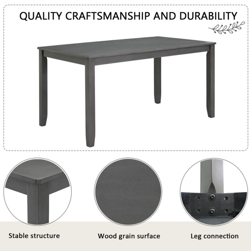 Pimmel 6‑Piece Rectangular Farmhouse Rustic  Dining Table Set image number 4