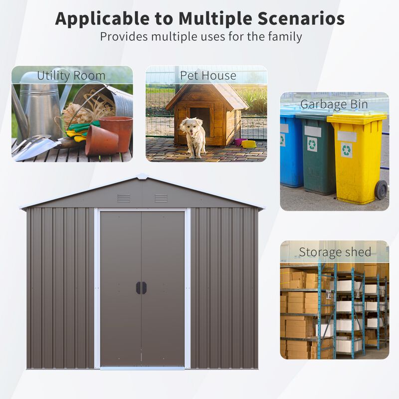 8ft x 4ft Outdoor Metal Storage Shed With window and metal foundation image number 6