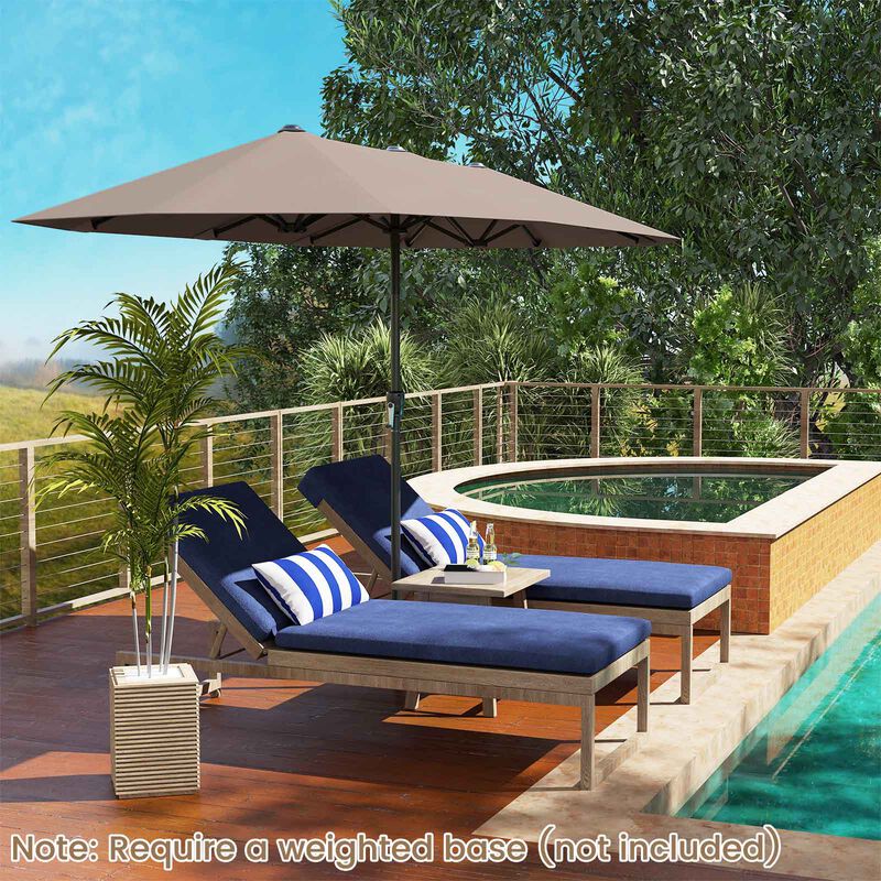 Patio Umbrella Outdoor Double-Sided Table Market Umbrella with Crank Handle